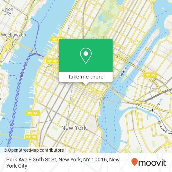 Mapa de Park Ave E 36th St St, New York, NY 10016