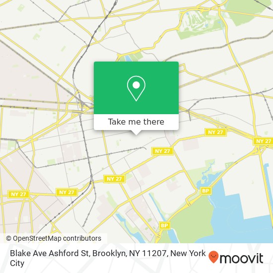 Blake Ave Ashford St, Brooklyn, NY 11207 map
