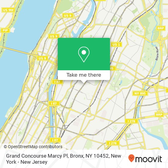Grand Concourse Marcy Pl, Bronx, NY 10452 map