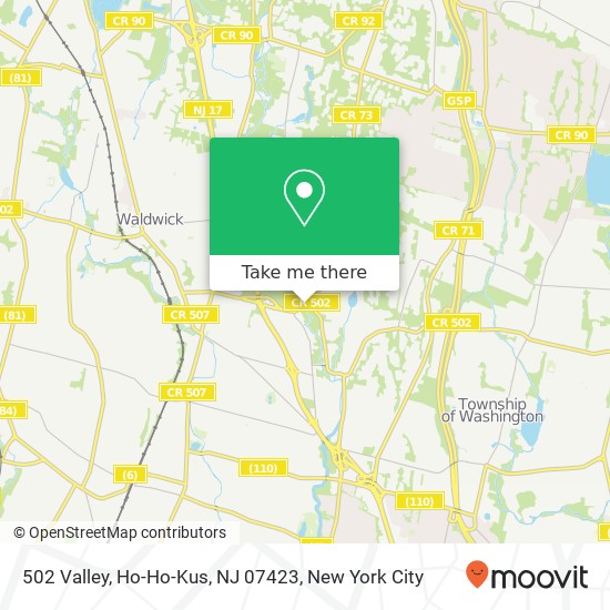 Mapa de 502 Valley, Ho-Ho-Kus, NJ 07423