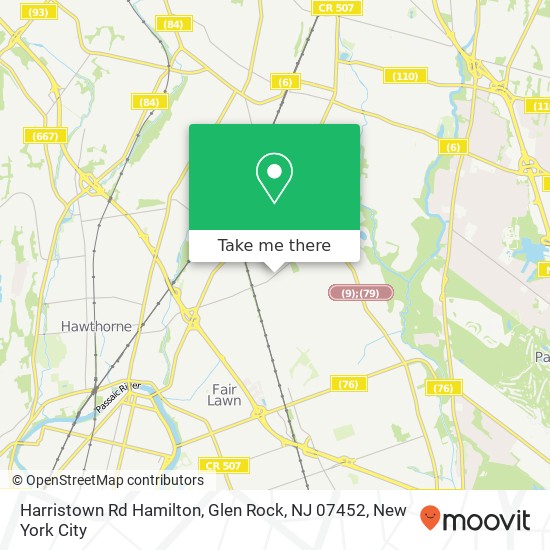 Mapa de Harristown Rd Hamilton, Glen Rock, NJ 07452