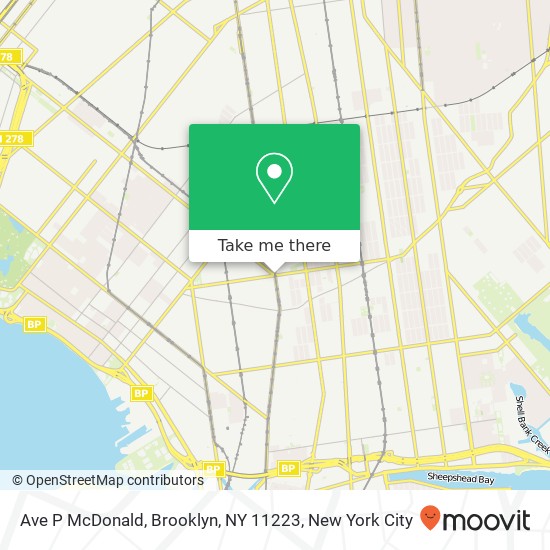 Mapa de Ave P McDonald, Brooklyn, NY 11223