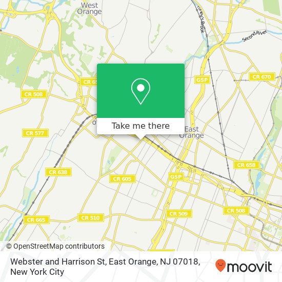 Mapa de Webster and Harrison St, East Orange, NJ 07018