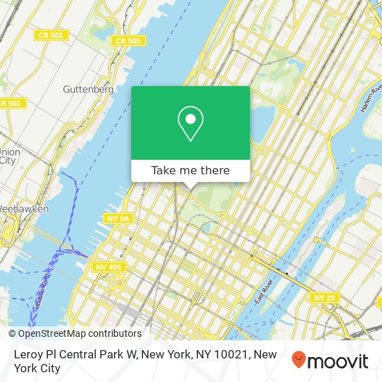 Mapa de Leroy Pl Central Park W, New York, NY 10021