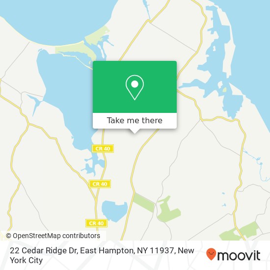 Mapa de 22 Cedar Ridge Dr, East Hampton, NY 11937