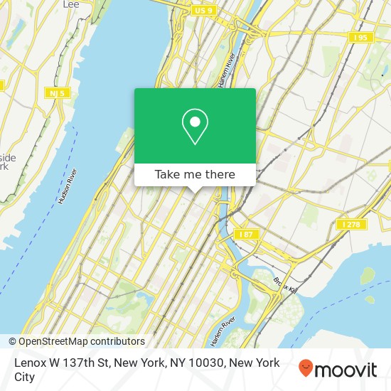 Mapa de Lenox W 137th St, New York, NY 10030