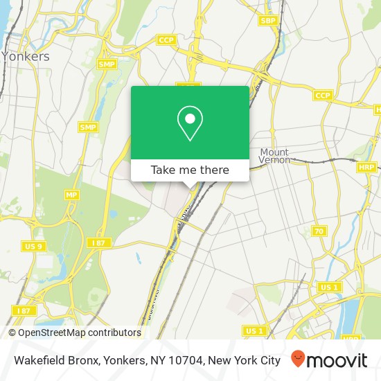 Mapa de Wakefield Bronx, Yonkers, NY 10704