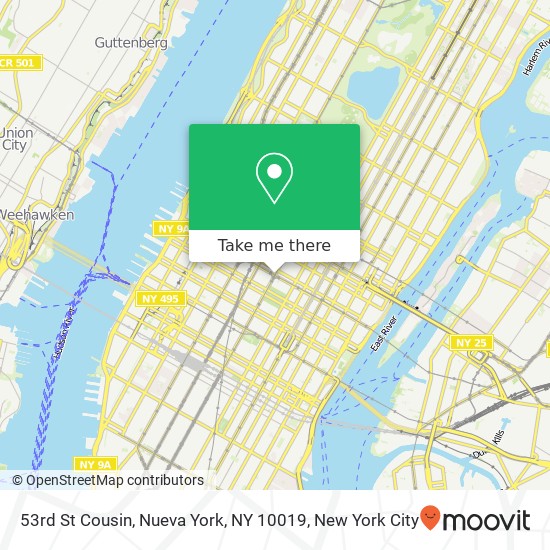 Mapa de 53rd St Cousin, Nueva York, NY 10019