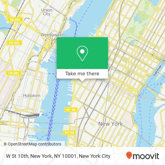 W St 10th, New York, NY 10001 map