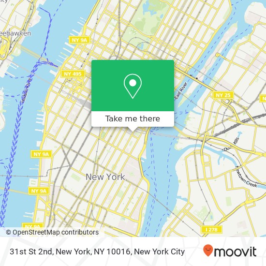 Mapa de 31st St 2nd, New York, NY 10016