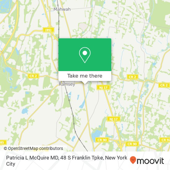 Mapa de Patricia L McQuire MD, 48 S Franklin Tpke