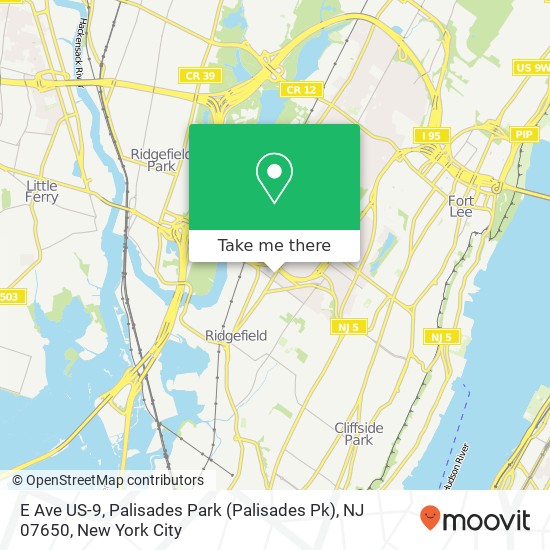 Mapa de E Ave US-9, Palisades Park (Palisades Pk), NJ 07650