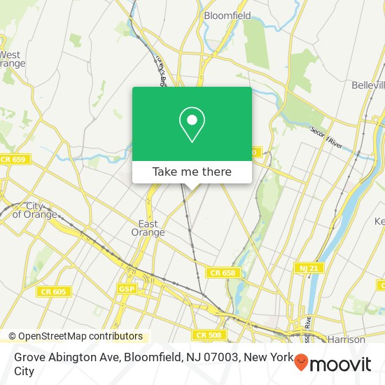 Mapa de Grove Abington Ave, Bloomfield, NJ 07003