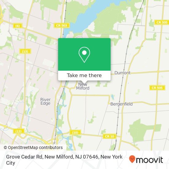 Mapa de Grove Cedar Rd, New Milford, NJ 07646