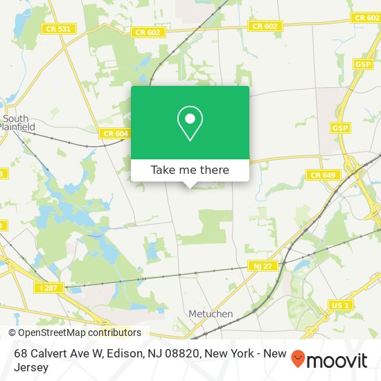 68 Calvert Ave W, Edison, NJ 08820 map