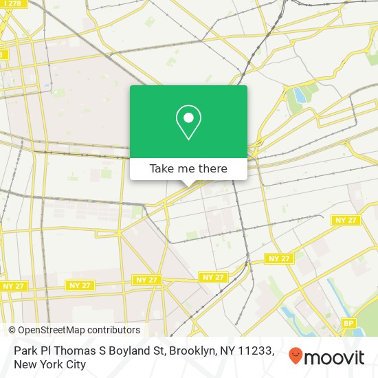 Park Pl Thomas S Boyland St, Brooklyn, NY 11233 map