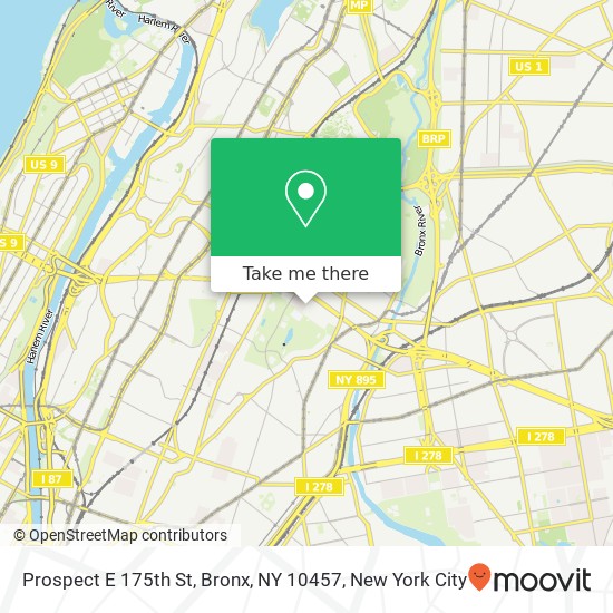 Mapa de Prospect E 175th St, Bronx, NY 10457