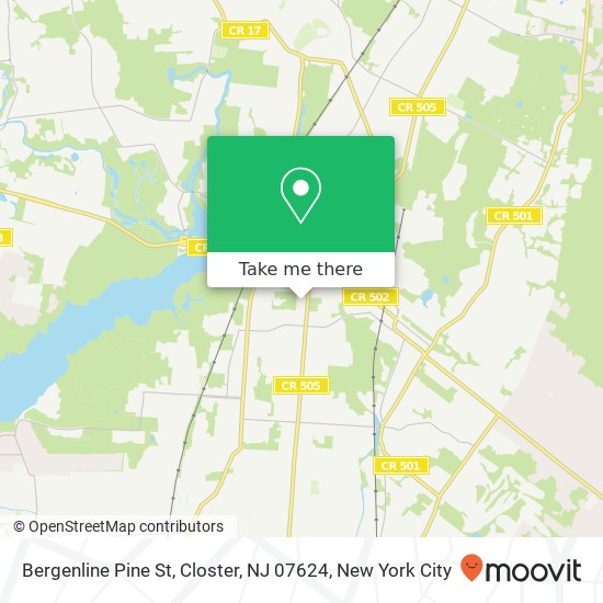 Mapa de Bergenline Pine St, Closter, NJ 07624