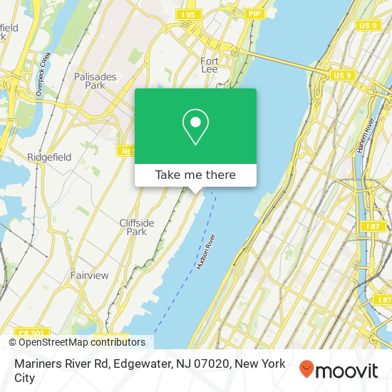 Mapa de Mariners River Rd, Edgewater, NJ 07020