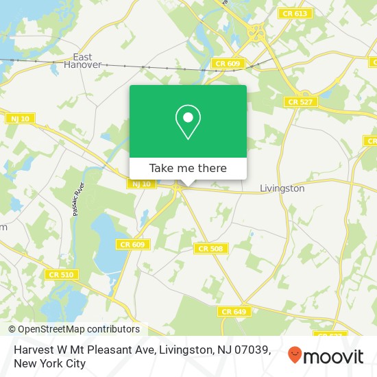 Harvest W Mt Pleasant Ave, Livingston, NJ 07039 map