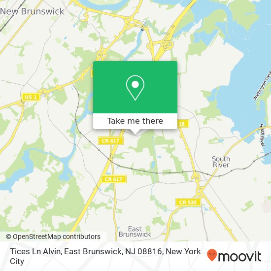 Mapa de Tices Ln Alvin, East Brunswick, NJ 08816
