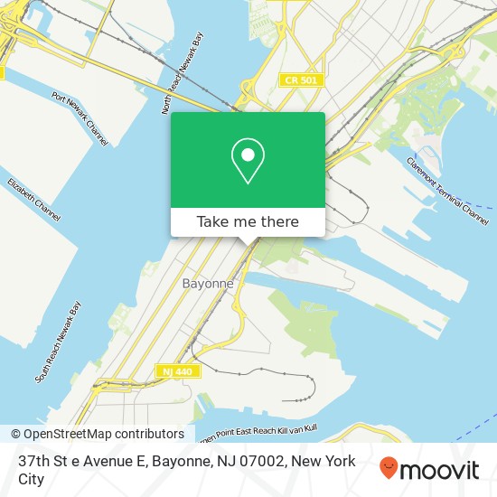 37th St e Avenue E, Bayonne, NJ 07002 map