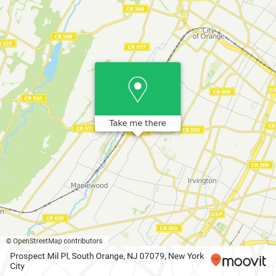 Mapa de Prospect Mil Pl, South Orange, NJ 07079
