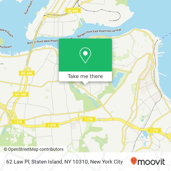 Mapa de 62 Law Pl, Staten Island, NY 10310