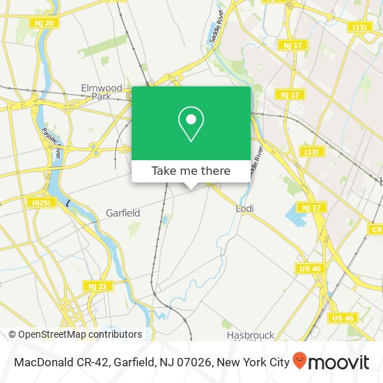 Mapa de MacDonald CR-42, Garfield, NJ 07026