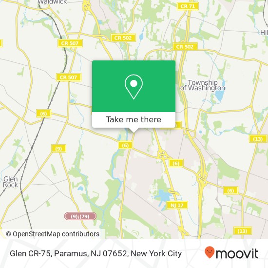 Mapa de Glen CR-75, Paramus, NJ 07652