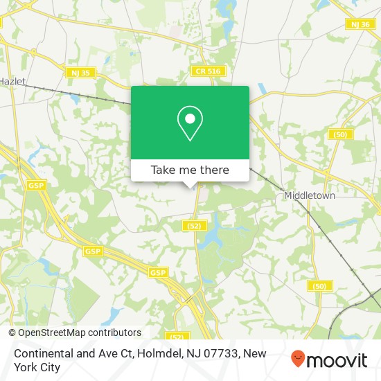 Continental and Ave Ct, Holmdel, NJ 07733 map