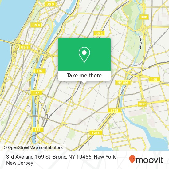 Mapa de 3rd Ave and 169 St, Bronx, NY 10456