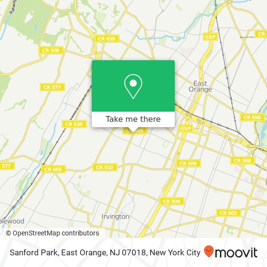 Mapa de Sanford Park, East Orange, NJ 07018