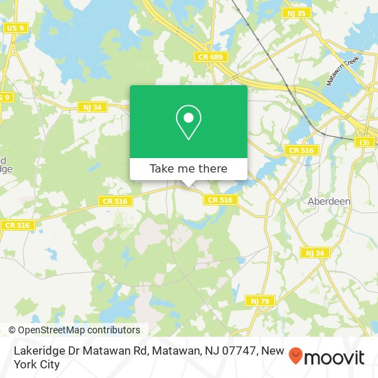 Mapa de Lakeridge Dr Matawan Rd, Matawan, NJ 07747