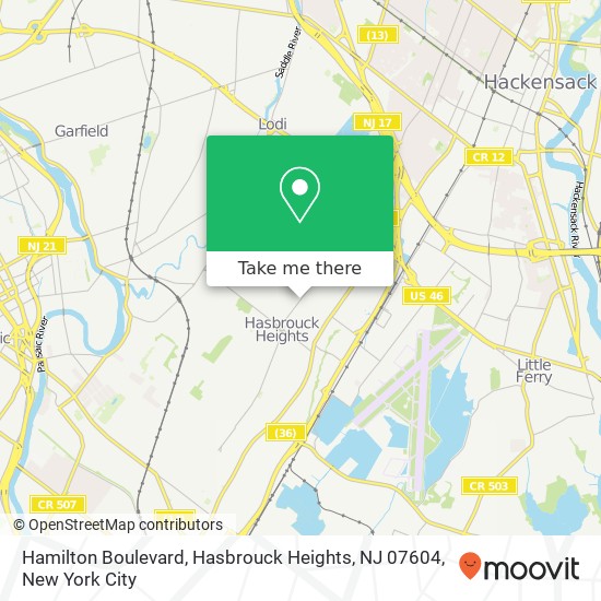 Mapa de Hamilton Boulevard, Hasbrouck Heights, NJ 07604