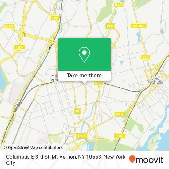 Columbus E 3rd St, Mt Vernon, NY 10553 map
