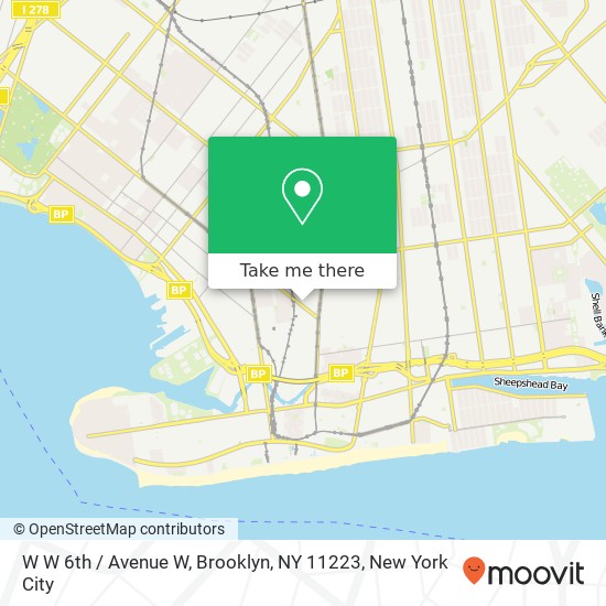 Mapa de W W 6th / Avenue W, Brooklyn, NY 11223