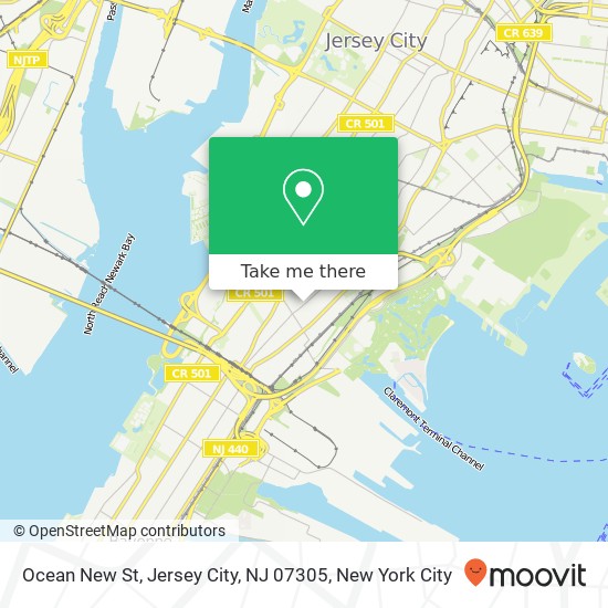 Mapa de Ocean New St, Jersey City, NJ 07305