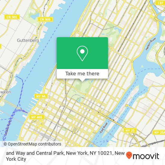 and Way and Central Park, New York, NY 10021 map