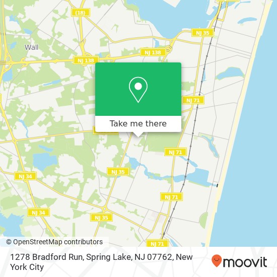 Mapa de 1278 Bradford Run, Spring Lake, NJ 07762