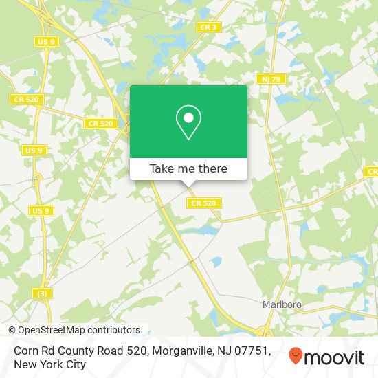 Mapa de Corn Rd County Road 520, Morganville, NJ 07751