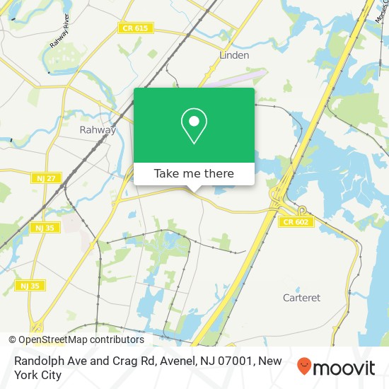 Mapa de Randolph Ave and Crag Rd, Avenel, NJ 07001