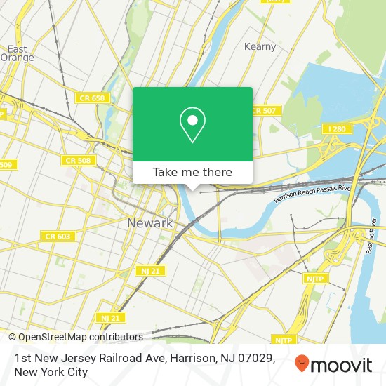 Mapa de 1st New Jersey Railroad Ave, Harrison, NJ 07029