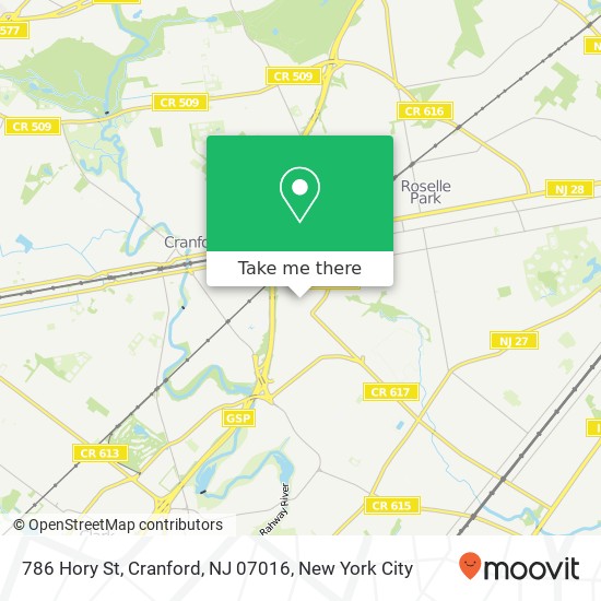 Mapa de 786 Hory St, Cranford, NJ 07016