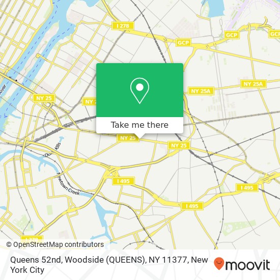 Mapa de Queens 52nd, Woodside (QUEENS), NY 11377