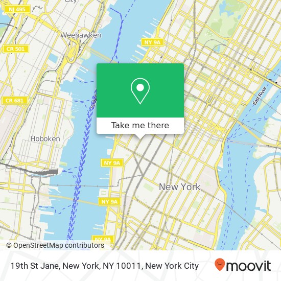 Mapa de 19th St Jane, New York, NY 10011