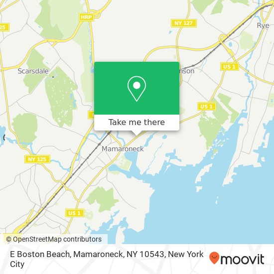 Mapa de E Boston Beach, Mamaroneck, NY 10543