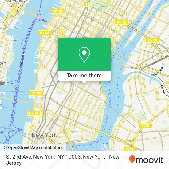 Mapa de St 2nd Ave, New York, NY 10003
