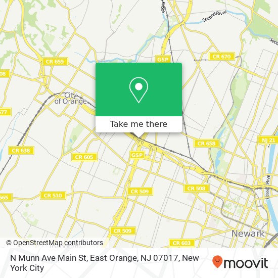 Mapa de N Munn Ave Main St, East Orange, NJ 07017
