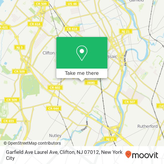 Mapa de Garfield Ave Laurel Ave, Clifton, NJ 07012